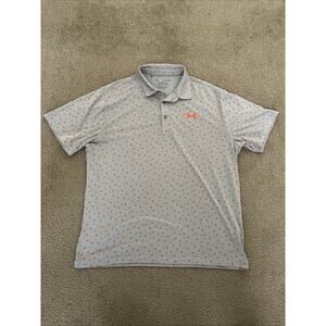 Under Armour The Playoff Polo Shirt XL Gray & Red Floral Pattern